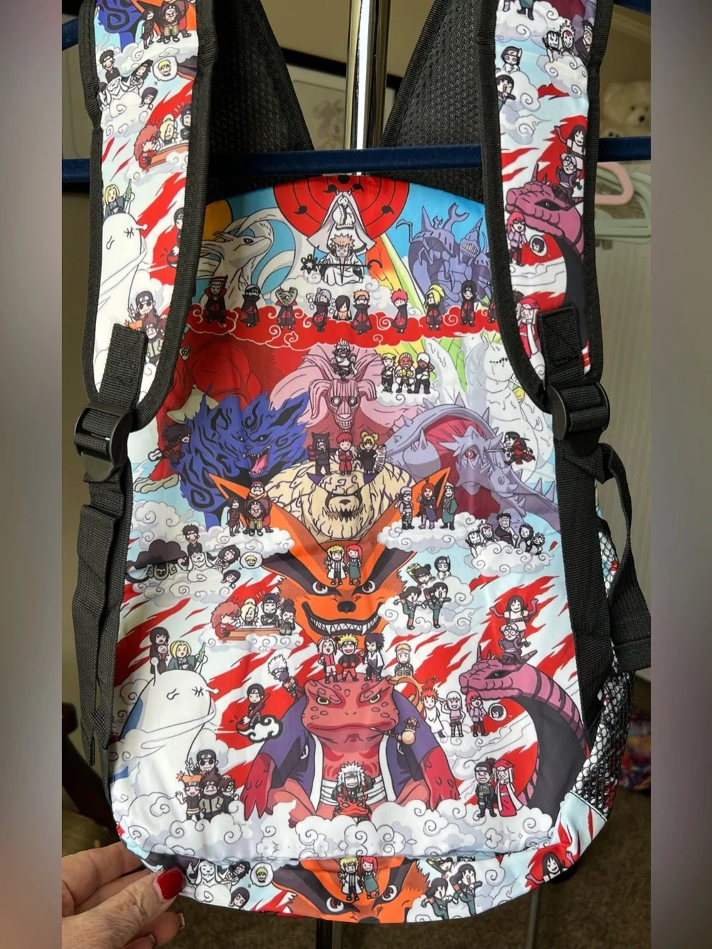 Colorful NEW Graphic Print Backpack - Blue/Red